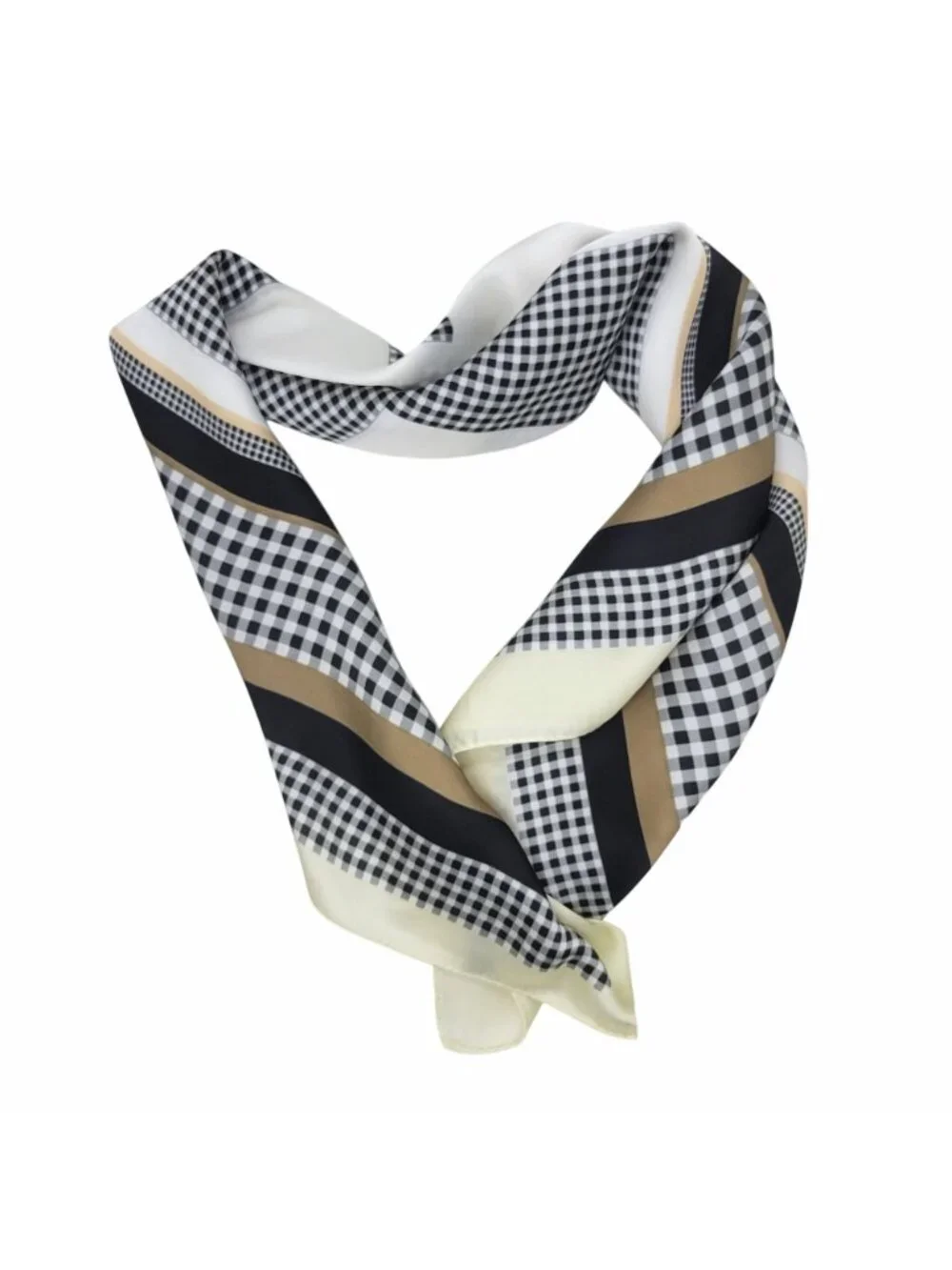 ✨Elegant Bandana Geometric Scarf Silky Satin Black Brown Geometric Wrap Stylish✨